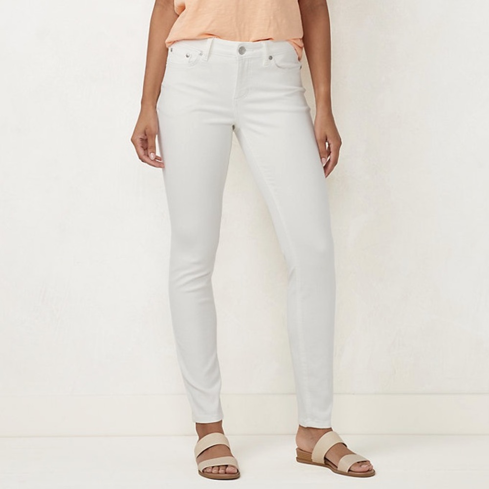 LC Lauren Conrad white skinny jeans